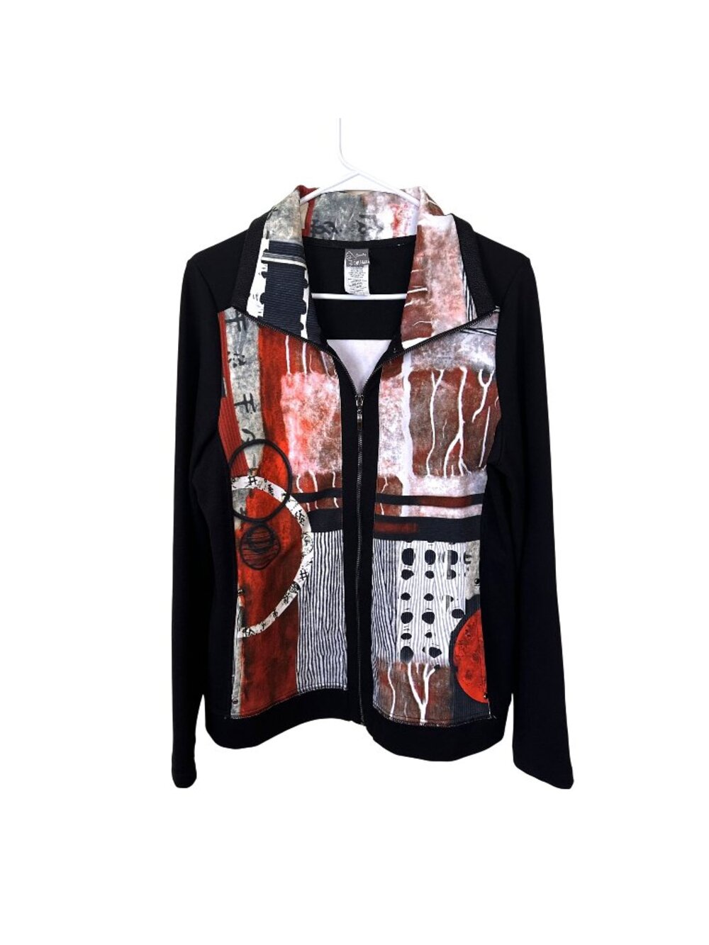 Womens Zip Up Jacket By Dolcezza Medium Black Art to Wear Pockets Simply Art